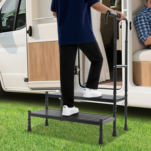 Step stool with adjustable - with,